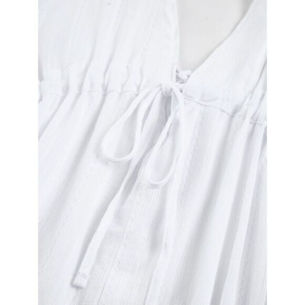 Commense White Plunge Neck Sleeveless Mini Dress Beach Summer Casual Wear M - Picture 7 of 11